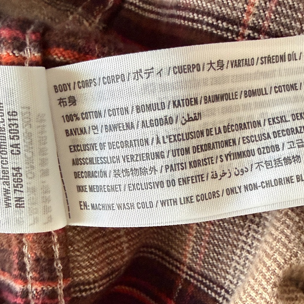 Abercrombie & Fitch Plaid Flannel 100% Cotton Size Medium - Picture 7 of 7
